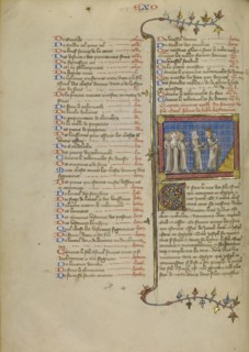 Moses and Pharaoh; Master of Jean de Mandeville, French, active 1350 - 1370, Paris, France; about 1360 - 1370; Tempera colors