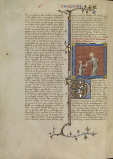 Saint Peter Handing a Letter to a Messenger; Master of Jean de Mandeville, French, active 1350 - 1370, Paris, France