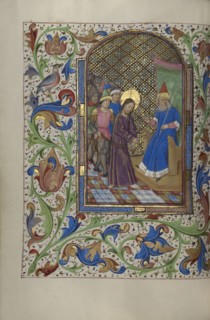Christ before Pilate; Master of the Lee Hours, Flemish, active about 1450 - 1470, Ghent, probably, Belgium; about 1450 - 1455