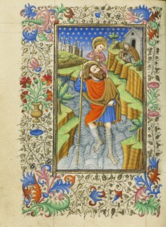 Saint Christopher Carrying the Christ Child; Master of Sir John Fastolf, French, active before about 1420 - about 1450, France