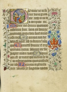 Initial D: David in Prayer; Master of Sir John Fastolf, French, active before about 1420 - about 1450, France; about 1430