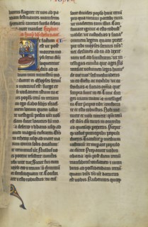 Initial E: The Death of Moses; Lille, probably, France; about 1270; Tempera colors, black ink, and gold leaf on parchment; Leaf