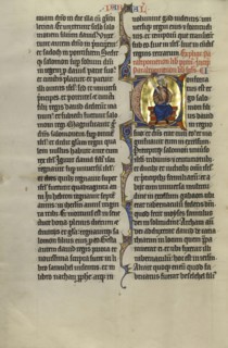Initial C: Solomon Enthroned; Lille, probably, France; about 1270; Tempera colors, black ink, and gold leaf on parchment; Leaf
