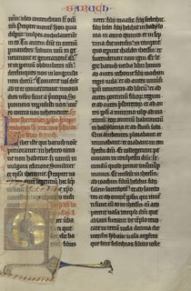 Initial E: Baruch; Lille, probably, France; about 1270; Tempera colors, black ink, and gold leaf on parchment; Leaf