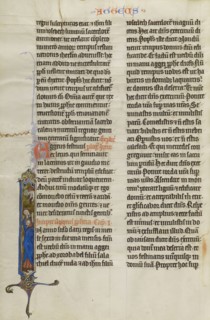 Initial I: God Speaking to Haggai; Lille, probably, France; about 1270; Tempera colors, black ink, and gold leaf on parchment