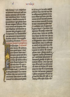 Initial I: Saint John the Evangelist; Tournai, Belgium; about 1260 - 1270; Tempera, gold leaf, and pen and black ink
