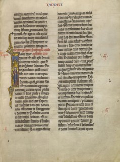 Initial J: Saint James with a Sword; Lille, France; about 1260 - 1270; Tempera, gold leaf, and pen and black ink on parchment