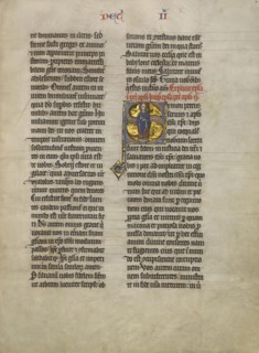 Initial S: Saint Peter with a Key; Lille, France; about 1260 - 1270; Tempera, gold leaf, and pen and black ink on parchment