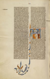 Initial A: Three Patriarchs; Bologna, Emilia-Romagna, Italy; about 1280 - 1290; Tempera colors, gold leaf, and ink on parchment