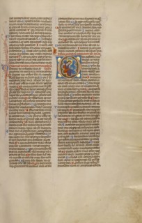 Initial D: David Reading the Psalms; Bologna, Emilia-Romagna, Italy; about 1280 - 1290; Tempera colors, gold leaf, and ink