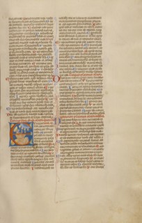 Initial E: David Playing the Bells; Bologna, Emilia-Romagna, Italy; about 1280 - 1290; Tempera colors, gold leaf, and ink