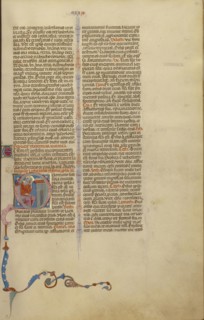 Initial Q: Jeremiah Lamenting Jerusalem; Bologna, Emilia-Romagna, Italy; about 1280 - 1290; Tempera colors, gold leaf, and ink
