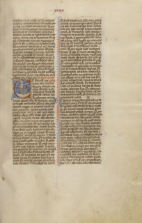 Initial E: Jonah; Bologna, Emilia-Romagna, Italy; about 1280 - 1290; Tempera colors, gold leaf, and ink on parchment; Leaf