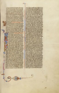 Initial I: A Man Wearing a Crown and a Man Working; Bologna, Emilia-Romagna, Italy; about 1280 - 1290; Tempera colors, gold leaf