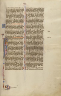 Initial I: Zechariah in the Temple; Bologna, Emilia-Romagna, Italy; about 1280 - 1290; Tempera colors, gold leaf, and ink