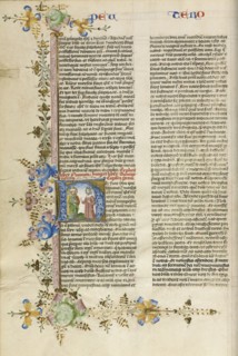 Initial H: Moses Speaking to the Israelites; Circle of Stefan Lochner, German, died 1451, Cologne, Germany; about 1450; Gold