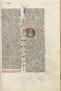 Initial D: David Playing the Harp; Circle of Stefan Lochner, German, died 1451, Cologne, Germany; about 1450; Gold leaf