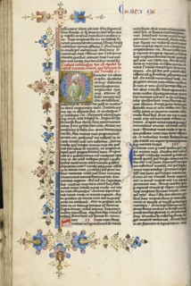 Initial O: A Prophet; Circle of Stefan Lochner, German, died 1451, Cologne, Germany; about 1450; Gold leaf, tempera