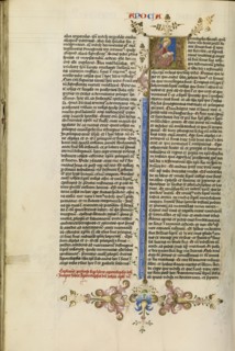 Initial A: Saint John the Evangelist; Circle of Stefan Lochner, German, died 1451, Cologne, Germany; about 1450; Gold leaf