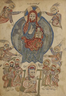 The Ascension; Lake Van, Turkey; 1386; Black ink and watercolors on paper bound between wood boards