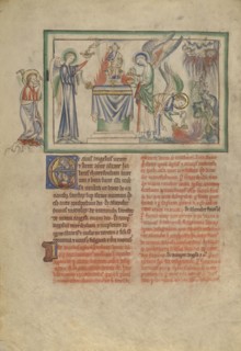 The Seventh Seal: An Angel Censing an Altar and Pouring the Censer over the Earth; London, probably, England; about 1255 - 1260