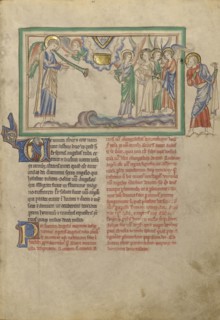 The Sixth Trumpet: The Angel at the Euphrates; London, probably, England; about 1255 - 1260; Tempera colors, gold leaf, colored