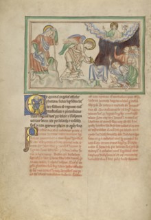 The Fifth Vessel: The Slandering of God; London, probably, England; about 1255 - 1260; Tempera colors, gold leaf, colored