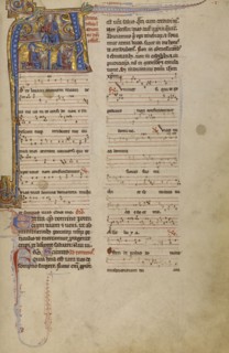 Initial A: The Vision of Saint John of Christ Enthroned and David Playing the Harp; Lyon, France; begun after 1234 - completed