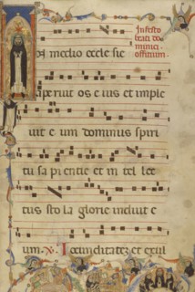 Initial I: Saint Dominic Enshrined; Jacobellus of Salerno, Italian, active about 1270, Bologna, Emilia-Romagna, Italy
