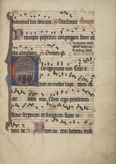 Initial E: The Mission of the Apostles; Flanders, Belgium; about 1260 - 1270; Tempera colors, gold leaf, silver, and ink