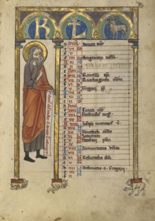 Amos; Würzburg, Germany; about 1240 - 1250; Tempera colors, gold leaf, and silver leaf on parchment; Leaf: 22.7 x 15.7 cm