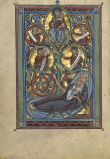 The Tree of Jesse; Würzburg, Germany; about 1240 - 1250; Tempera colors, gold leaf, and silver leaf on parchment; Leaf