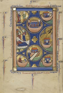 Scenes from the Life of Noah; Paris, France; about 1250–1260; Tempera colors, gold leaf, and ink on parchment; Leaf