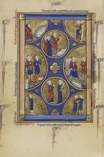 Scenes from the Lives of Jacob; Paris, France; about 1250 - 1260; Tempera colors, gold leaf, and ink on parchment; Leaf