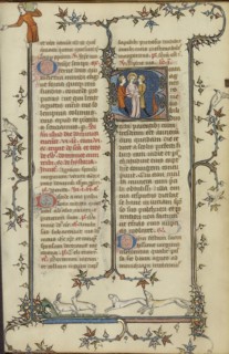 Initial B: The Arrest of Saint Agnes; Paris, France; about 1320 - 1325; Tempera colors, gold leaf, and ink on parchment; Leaf