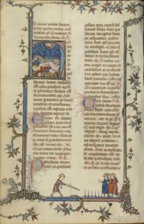 Initial H: The Conversion of Saint Paul; Paris, France; about 1320 - 1325; Tempera colors, gold leaf, and ink on parchment; Leaf