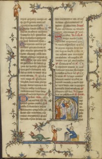 Initial H: The Presentation in the Temple; Paris, France; about 1320 - 1325; Tempera colors, gold leaf, and ink on parchment