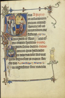 Initial D: Christ before Caiaphas; Initial D: The Virgin Mary with Apostles; Northeastern France, France; about 1300; Tempera