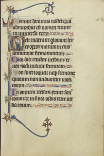 Initial C: The Virgin and Child; Northeastern France, France; about 1300; Tempera colors, gold leaf, and ink on parchment; Leaf