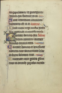 Initial C: A Monk, possibly Franciscan, Preaching from a Pulpit; Northeastern France, France; about 1300; Tempera colors, gold