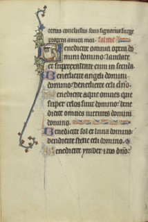Initial B: The Three Youths in the Fiery Furnace; Northeastern France, France; about 1300; Tempera colors, gold leaf, and ink