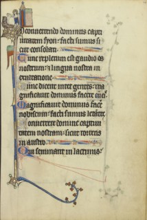 Initial I: The Descent into Limbo; Northeastern France, France; about 1300; Tempera colors, gold leaf, and ink on parchment