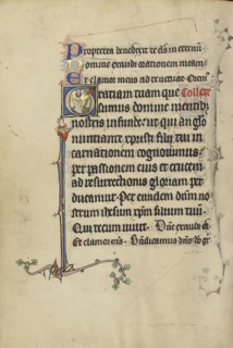 Initial G: The Newly Resurrected Gazing at the Dove of the Holy Spirit; Northeastern France, France; about 1300; Tempera colors