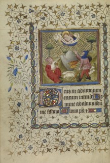 The Annunciation to the Shepherds; Paris, France; about 1400 - 1410; Tempera colors, gold leaf, gold paint, and ink on parchment