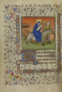 The Flight into Egypt; Paris, France; about 1400 - 1410; Tempera colors, gold leaf, gold paint, and ink on parchment; Leaf
