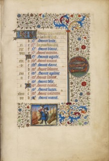 Two Men Warming by a Fire; Zodiacal Sign of Pisces; Workshop of the Bedford Master, French, active first half of 15th century