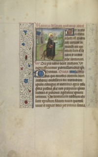 Saint Anthony; Workshop of Willem Vrelant, Flemish, died 1481, active 1454 - 1481, Bruges, Belgium; early 1460s; Tempera colors