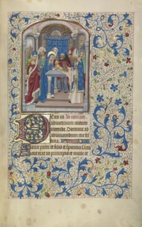 The Circumcision; Willem Vrelant, Flemish, died 1481, active 1454 - 1481, Bruges, Belgium; early 1460s; Tempera colors, gold