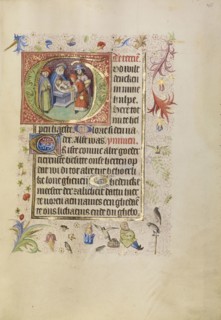 Initial G: The Circumcision; Brabant, possibly, Flanders, Belgium; after 1460; Tempera colors, gold leaf, and ink on parchment