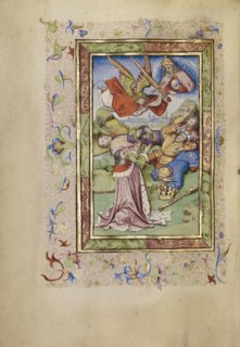 David Praying That the Israelites Be Spared from a Plague; Brabant, possibly, Flanders, Belgium; after 1460; Tempera colors